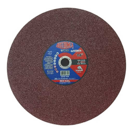 [Disco de corte metal 14" 733] Disco de Corte para Metal 14" HUM Austromex 733, Medida 350x3x25,40mm (14-1/8x1"), 4400 RPM