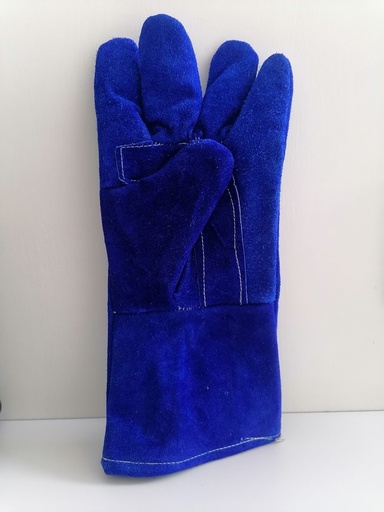 [Guantes de carnaza largos refuerzo simple] Guantes de carnaza largos para soldador reforzado, forro interno de algodón 