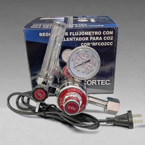 [flujometro para CO2] Regulador flujómetro con calentador para CO₂ CORTEC®